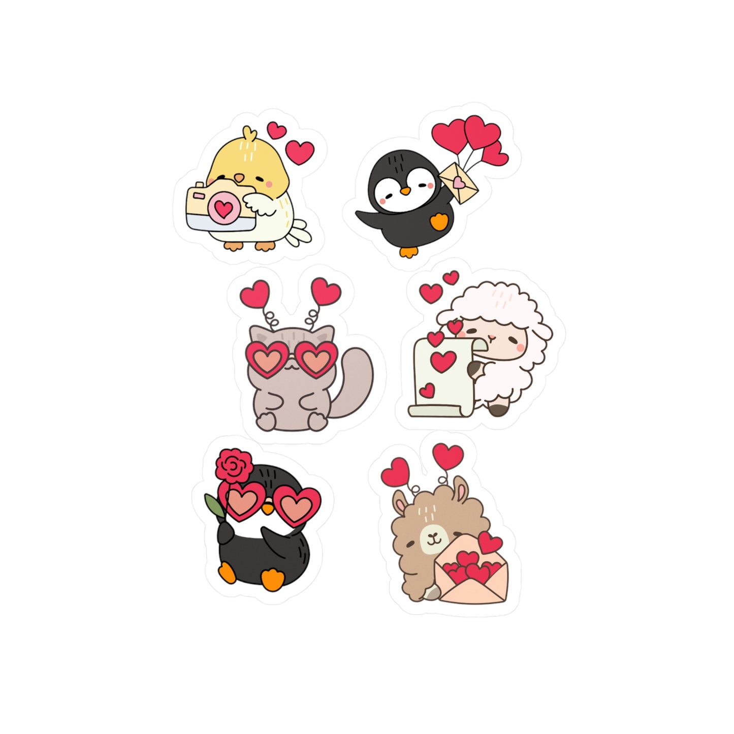 Valentines Animals Vinyl Stickers