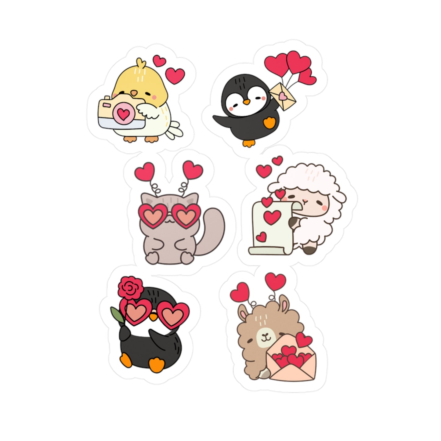 Valentines Animals Vinyl Stickers