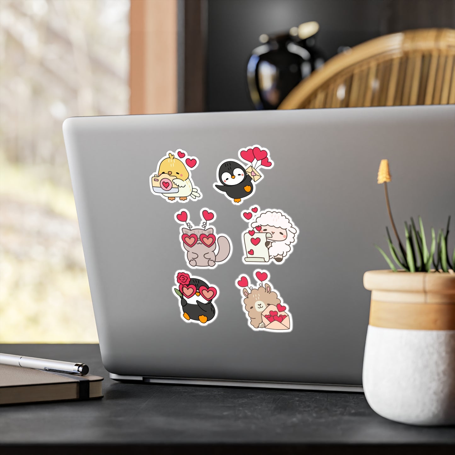 Valentines Animals Vinyl Stickers