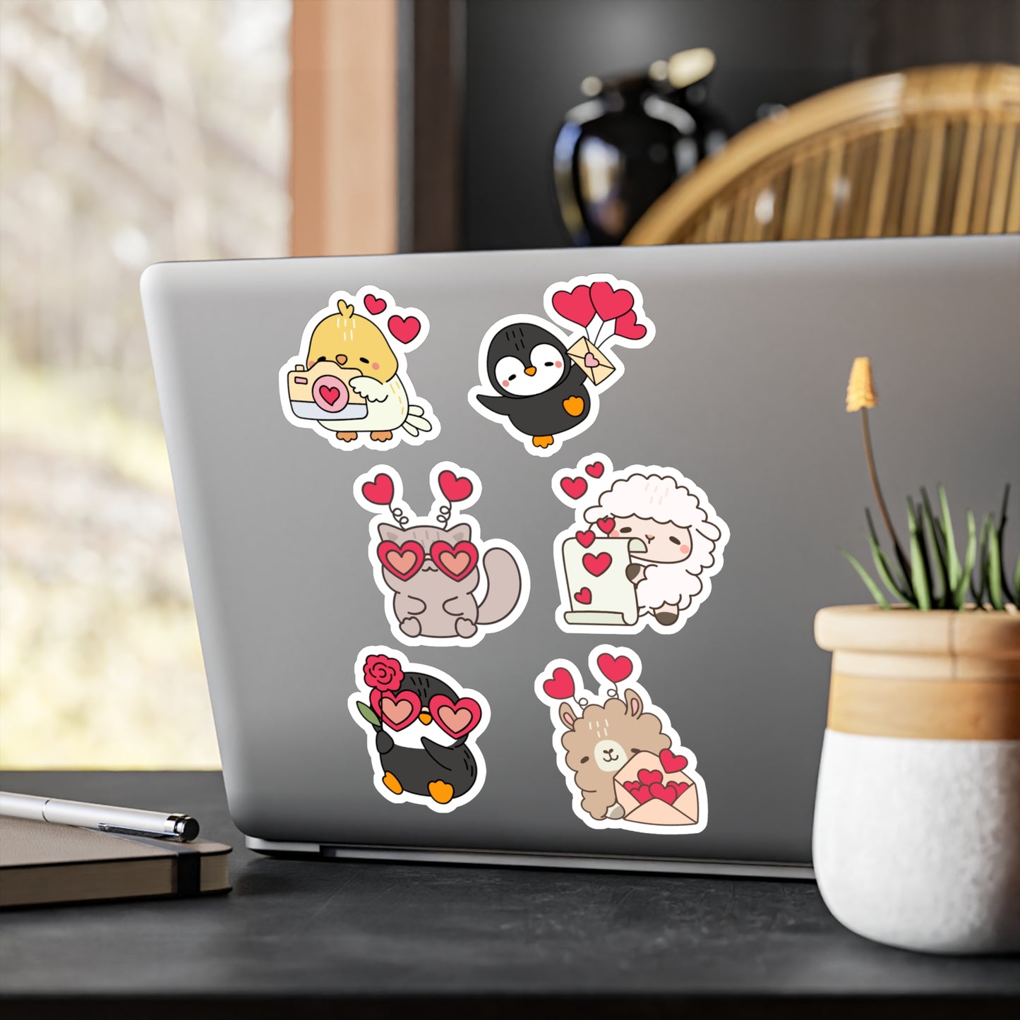 Valentines Animals Vinyl Stickers